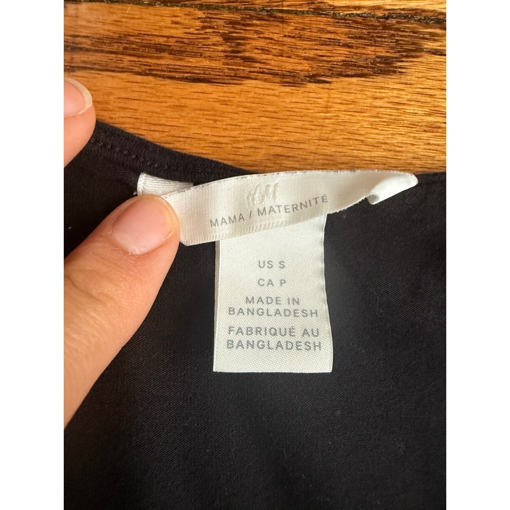 H&M Mama Cotton Jersey Dress Black Long Sleeve Maternity Ruched Bodycon S - Picture 3 of 3